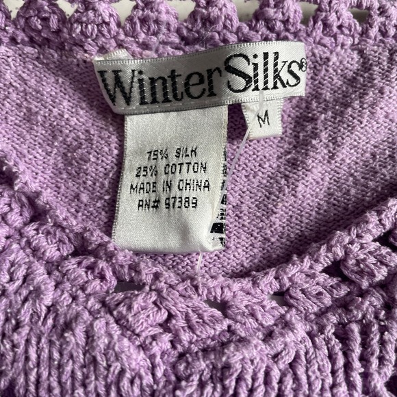 2000s Winter‎ Silks Purple Crochet Top - Picture 6 of 6
